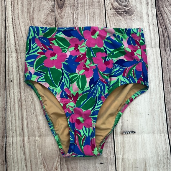 NEW J.Crew Factory Tropical Bright Floral Multi-Color High Waisted Bikini Bottom - Picture 2 of 7